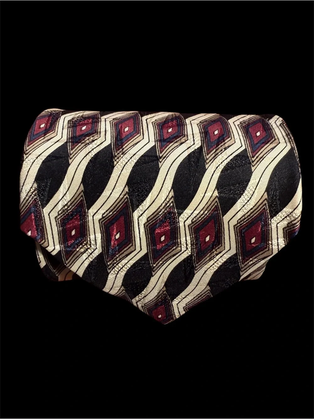 Vintage Ferrell Reed For John Robert Raised Pattern Geometric Silk Tie